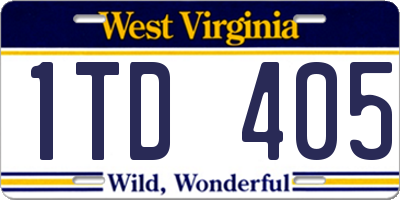 WV license plate 1TD405