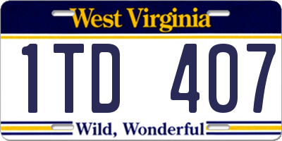 WV license plate 1TD407