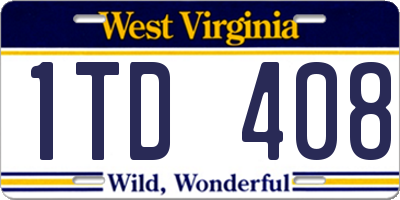 WV license plate 1TD408