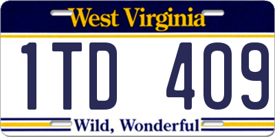 WV license plate 1TD409