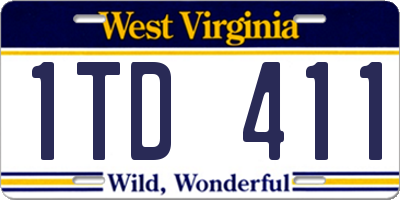 WV license plate 1TD411