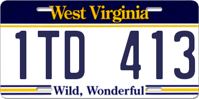 WV license plate 1TD413