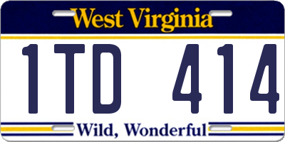WV license plate 1TD414