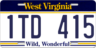 WV license plate 1TD415