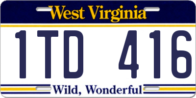 WV license plate 1TD416