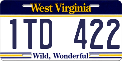 WV license plate 1TD422