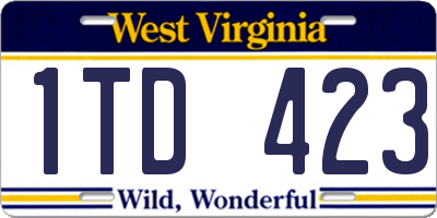 WV license plate 1TD423