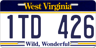 WV license plate 1TD426