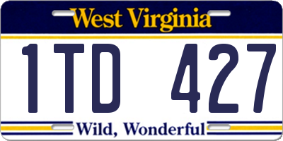 WV license plate 1TD427