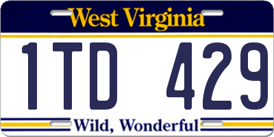 WV license plate 1TD429
