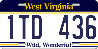 WV license plate 1TD436