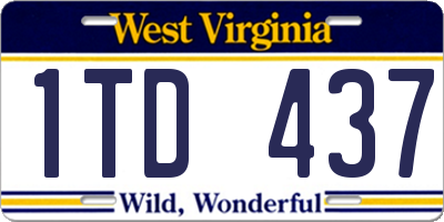 WV license plate 1TD437