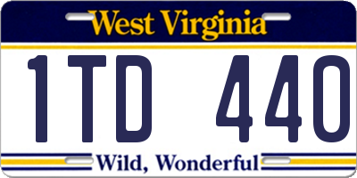 WV license plate 1TD440