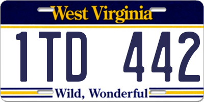 WV license plate 1TD442