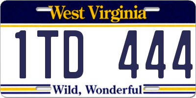 WV license plate 1TD444