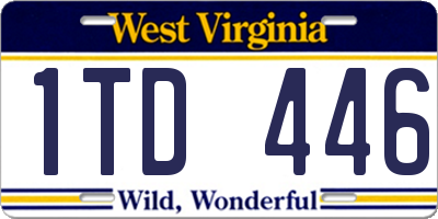 WV license plate 1TD446