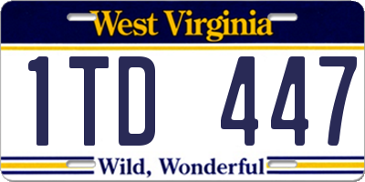 WV license plate 1TD447
