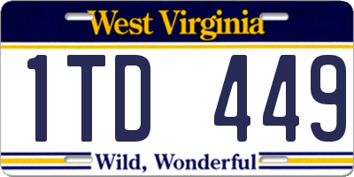 WV license plate 1TD449