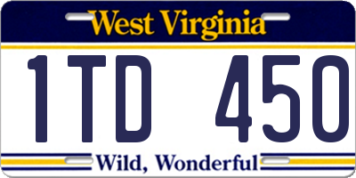 WV license plate 1TD450