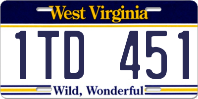 WV license plate 1TD451