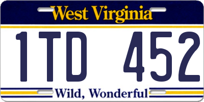 WV license plate 1TD452