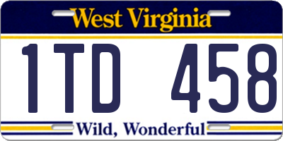 WV license plate 1TD458