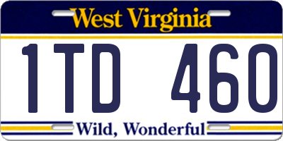 WV license plate 1TD460