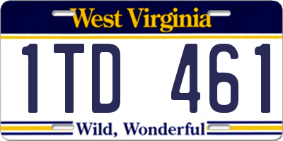 WV license plate 1TD461