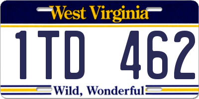 WV license plate 1TD462