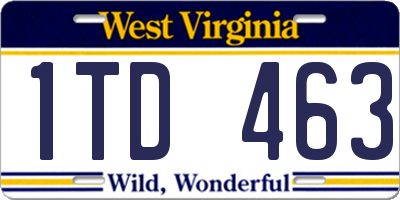 WV license plate 1TD463