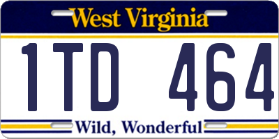 WV license plate 1TD464