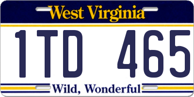 WV license plate 1TD465