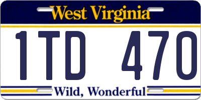 WV license plate 1TD470