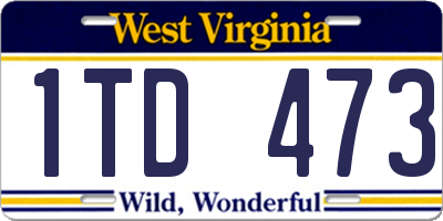 WV license plate 1TD473