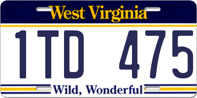 WV license plate 1TD475