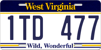 WV license plate 1TD477