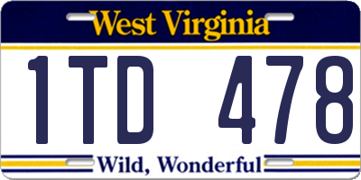 WV license plate 1TD478