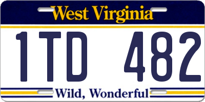 WV license plate 1TD482