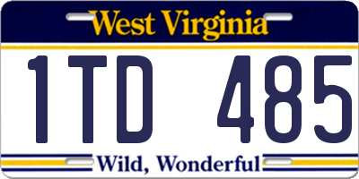 WV license plate 1TD485