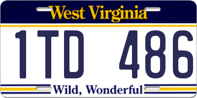 WV license plate 1TD486