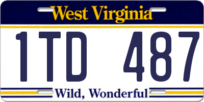 WV license plate 1TD487