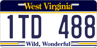 WV license plate 1TD488