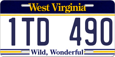 WV license plate 1TD490