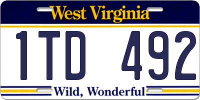 WV license plate 1TD492
