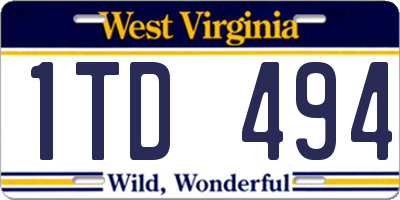 WV license plate 1TD494