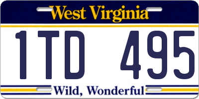 WV license plate 1TD495