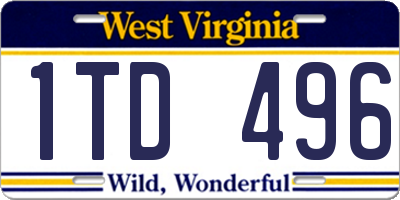 WV license plate 1TD496