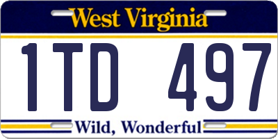 WV license plate 1TD497