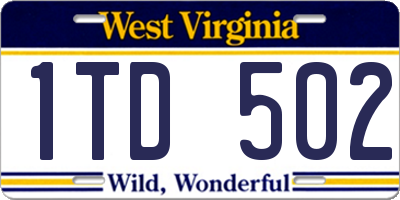 WV license plate 1TD502