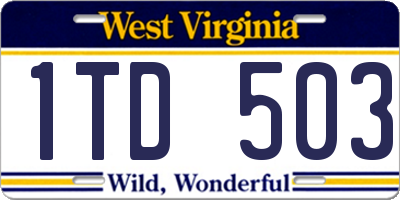 WV license plate 1TD503